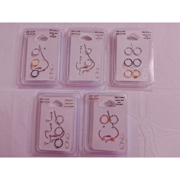 Icing Jewelry - Claire's Icing Lot of 5 New Packages Body Jewelry for Nose Hoops Studs Variety